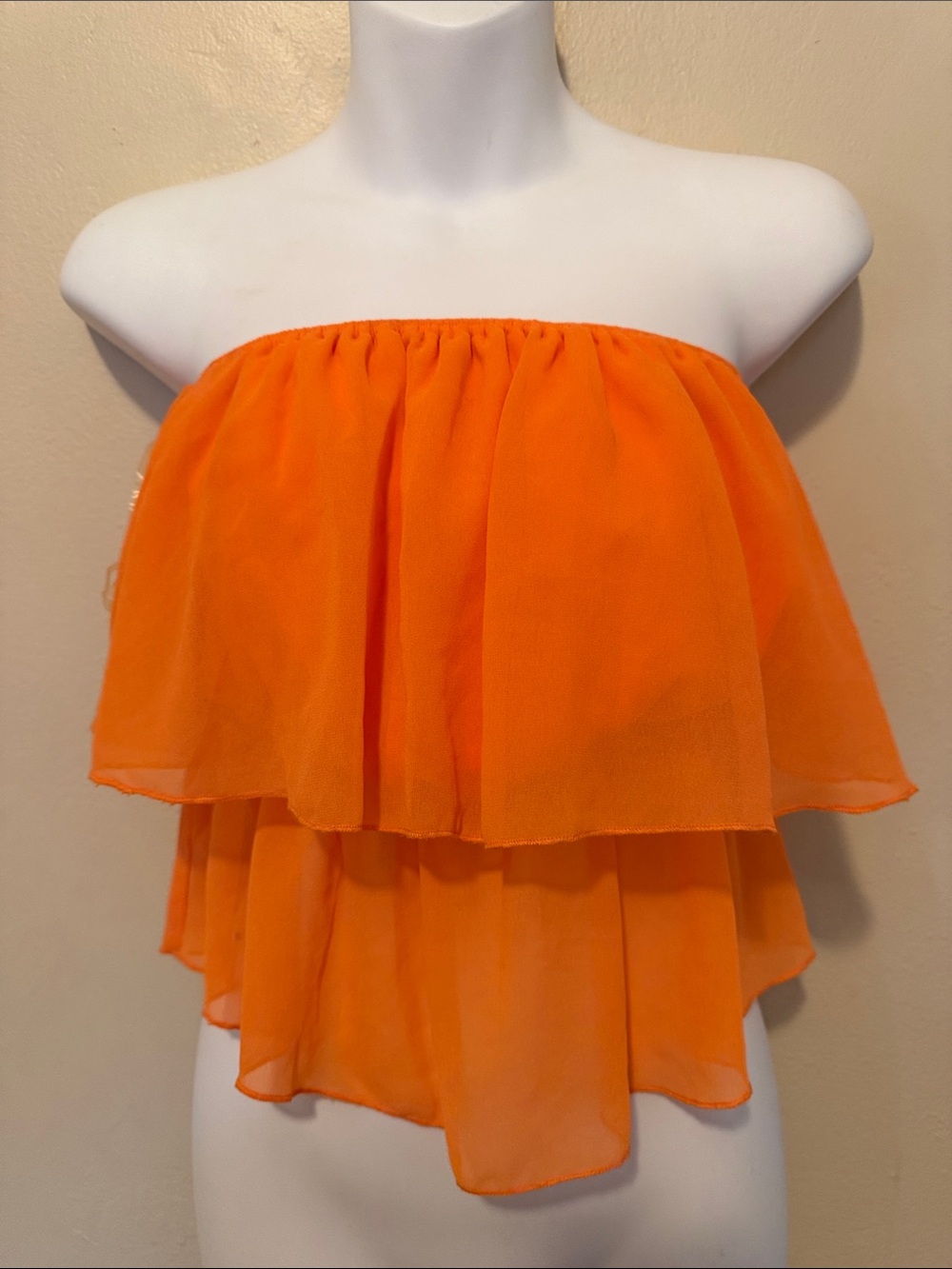 Fun & Flirt Orange Strapless Ruffle Layered Camisole